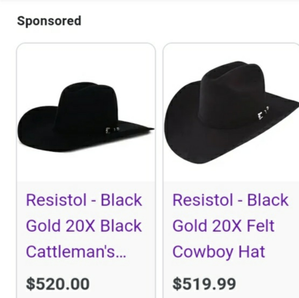 COPY - Resistol 20X Black Gold Cowboy Hat - Picture 5 of 5